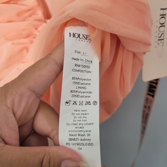 House of CB Peach Aubrey Gathered Mesh Mini Skirt NWT - Picture 9 of 10